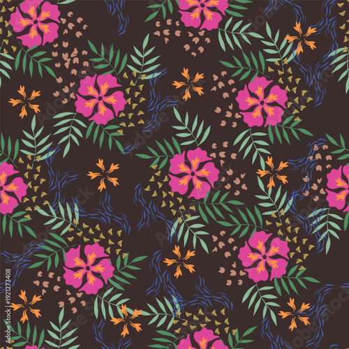 Seamless pattern from bouquet cute floral Traditional ornament yellow floral pattern,Abstract seamless simple floral pattern. Flower pattern. Spring pattern. used for textile, wallpaper, card 
