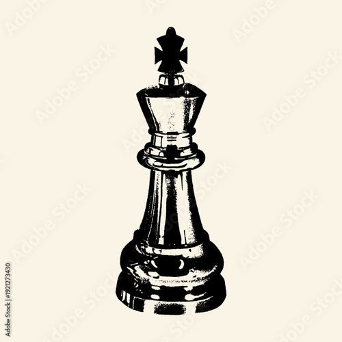 Black King Chess Piece Vintage Engraving