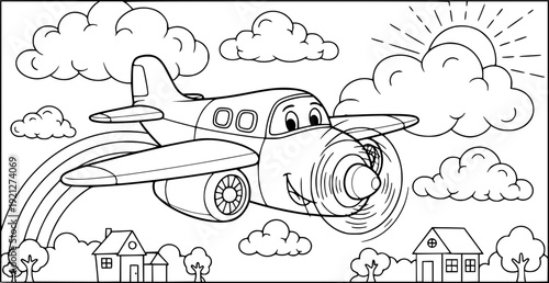 Vintage airplane vector illustration featuring a retro racing car silhouette and motor vehicle design elements for speed and transportation