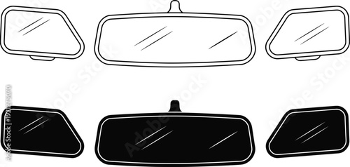 Foto Collection Of Car Mirrors In Outline And Solid Black Styles rearview mirror side