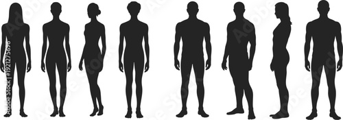Diverse Silhouettes Of Men And Women In Various Poses people woman