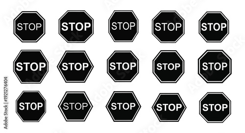 Collection of black icons depicting common symbols and actions silhouette