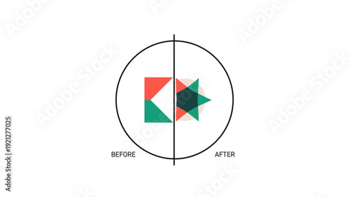 Geometric shapes in a circle.