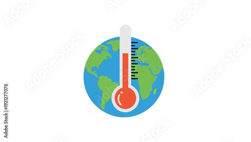 Global warming climate change thermometer icon.