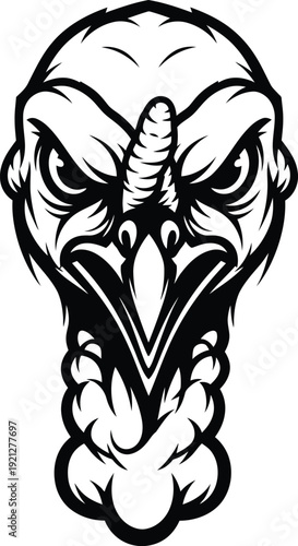 Angry turkey head illustration