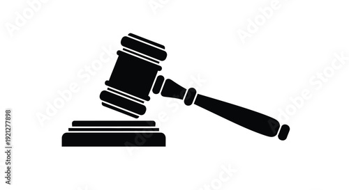 Black gavel and sounding block a symbol of justice silhouette