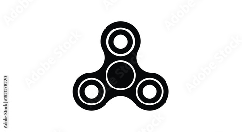 A black silhouette of a fidget spinner on a white background