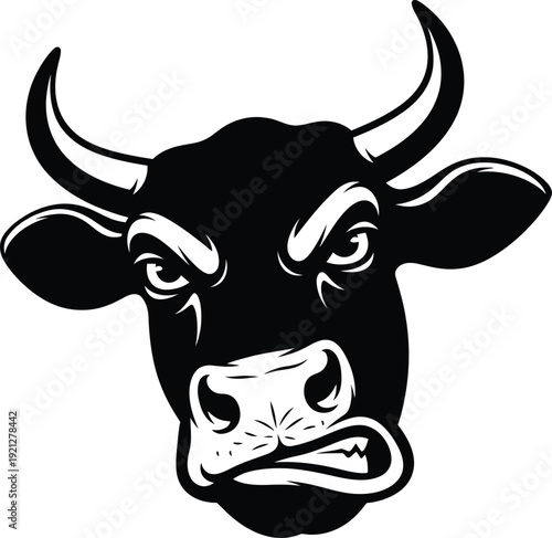 Angry bull head illustration