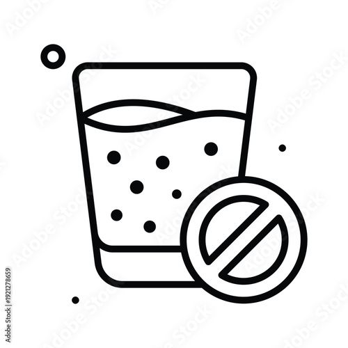 A modern line icon showing no drink fasting rule