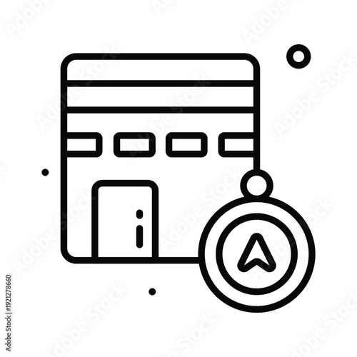 A well designed line icon representing qibla direction for prayer