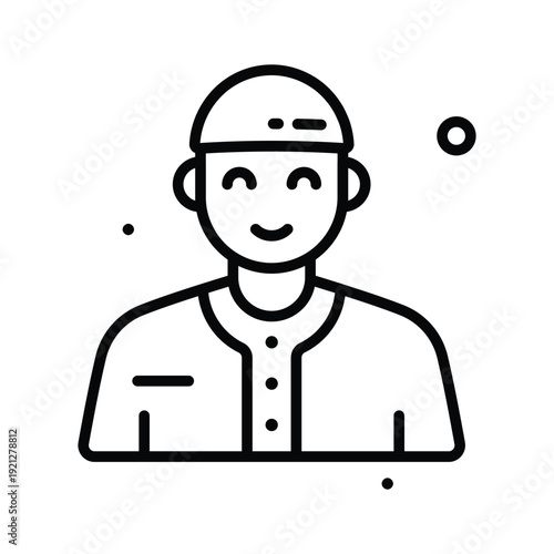 A customizable line icon representing muslim man character