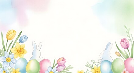 Whimsical floral and egg-themed border for festive springtime celebration