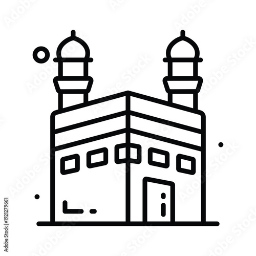 An amazing line icon representing kaaba for pilgrimage