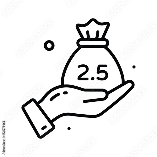 Creatively designed amazing line icon of zakat sack, charity, donation