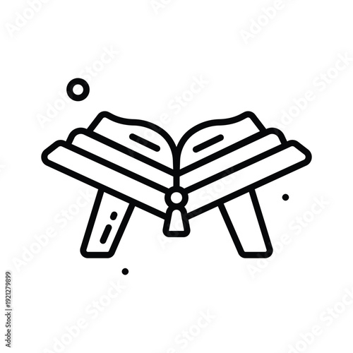 A modern line icon representing quran sacred book for recitation