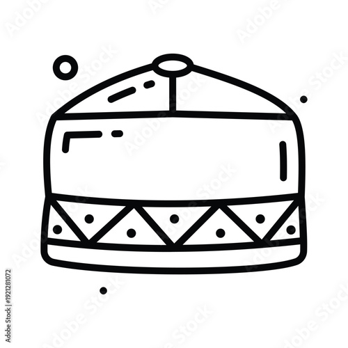 A customizable line icon representing muslim prayer cap