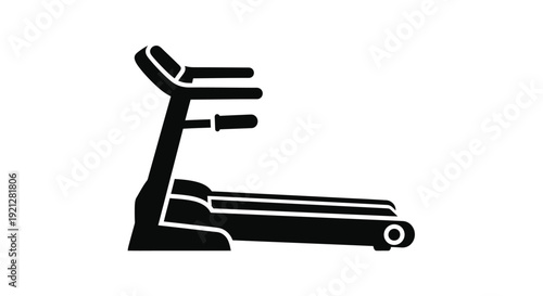 Simple black treadmill icon against a white background silhouette