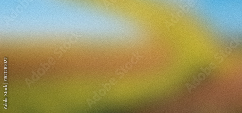 Fotografie Abstract blurred background with soft gradients of sky blue, golden yellow, and earthy brown, creating a smooth, textured visual effect