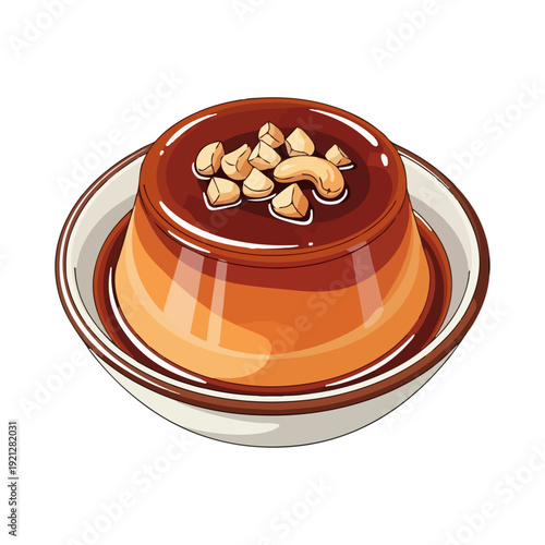 Realistic Watalappan Illustration - Traditional Sri Lankan Jaggery Pudding Flat Vector