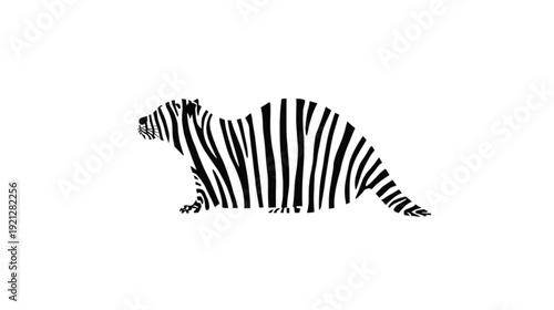 a very beautiful black line sketch of a beaver