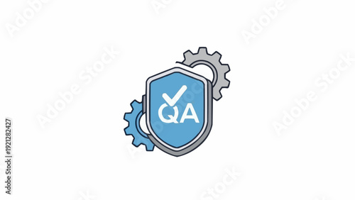 Quality Assurance Shield with Checkmark and Gear.