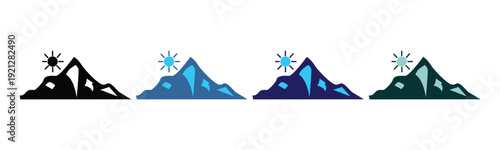 hill icon set. mountain vector set