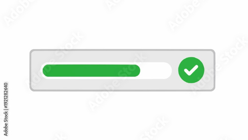 Progress Bar with Green Checkmark Complete.