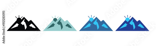 icon mountain and hill vector set