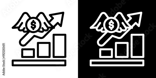 Startup Investment Icon Of Line Black And White Style Vector illustration
