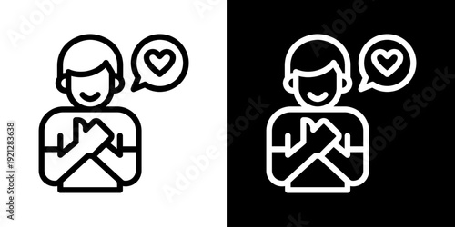 Gratitude Icon Of Line Black And White Style Vector illustration
