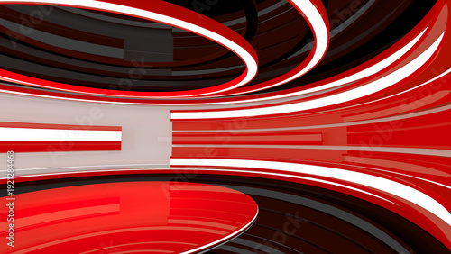 Red Studio. Red wall with light. Red background. Red back drop. 3d rendering