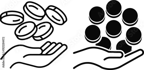 Hand Receiving Coins Vector Icon Financial Support Concept