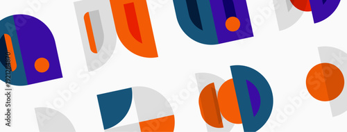 Abstract geometric pattern. Shapes overlap, creating colorful visual texture. Modern design with orange, blue, gray tones.