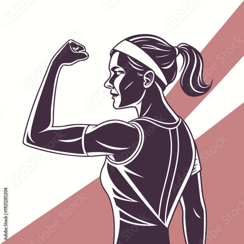 Strong woman flexing bicep, embodying power and fitness