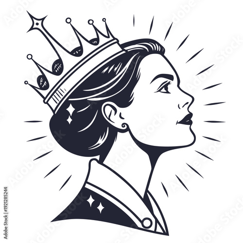 Queen wearing crown, representing royalty and leadership