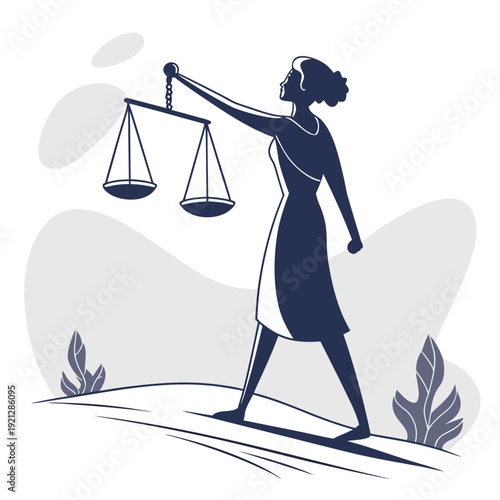 Woman Holding Scales of Justice, Abstract Background