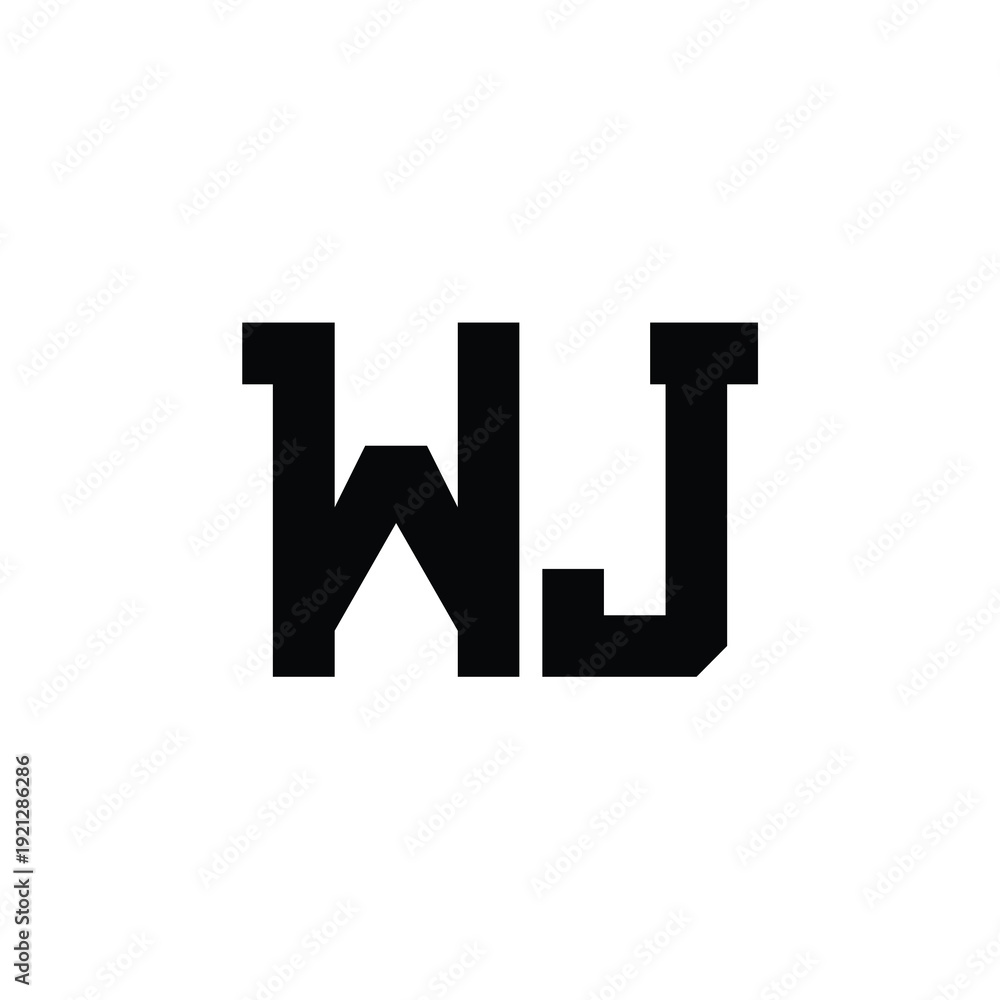 Obraz premium WJ monogram logo design letter text name symbol monochrome logotype alphabet character simple logo