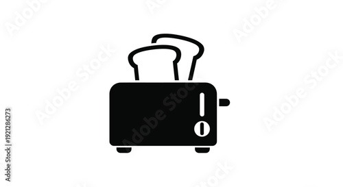 Black toaster with rising toast a simple kitchen appliance silhouette