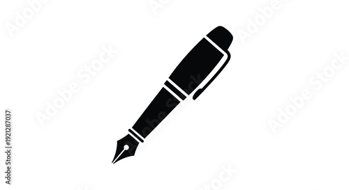 Simple black fountain pen graphic starkly contrasted silhouette