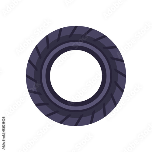 black tire, automotive wheel part, colorful vector flat style illustration