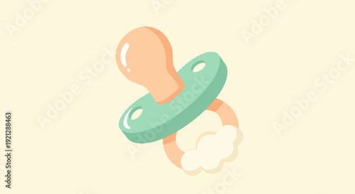 Gentle illustration of a pastel baby pacifier for infant care.