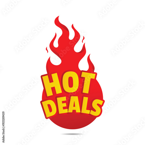 Dynamic hot deals fire graphic for seasonal clearance sale and attractive business promotional display element