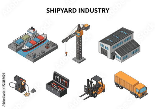 Maritime construction and industrial logistics a collection of elements for shipyard operations