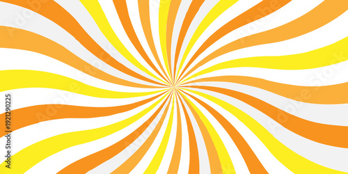 Vector sunray stripe background. Light sunburst glowing background. Sunburst pattern summer social banner. vector illustration pattern beam rays. Spiral radial striped backdrop design.