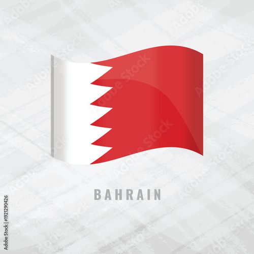 3D Bahrain waving flag pattern background. Realistic national flag design on Grey Background with copy space Abstract vector template.
