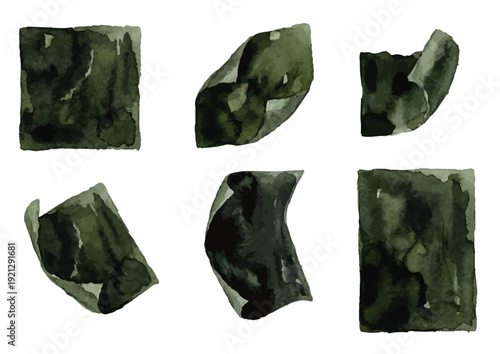 Watercolor style seaweed illustration／海苔