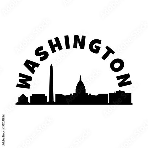 Washington DC skyline silhouette icon isolated on white background