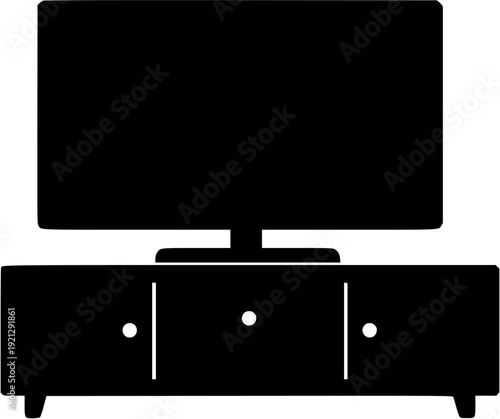 Television Console Living Room Silhouette Vector