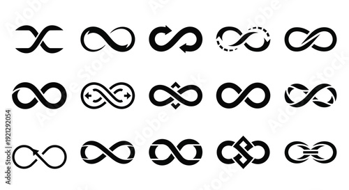 Black infinity symbols arranged in rows a striking silhouette