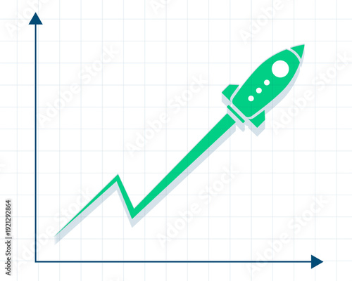 Rocket Launch Growth Chart Arrow Business Startup Success Vector Illustration